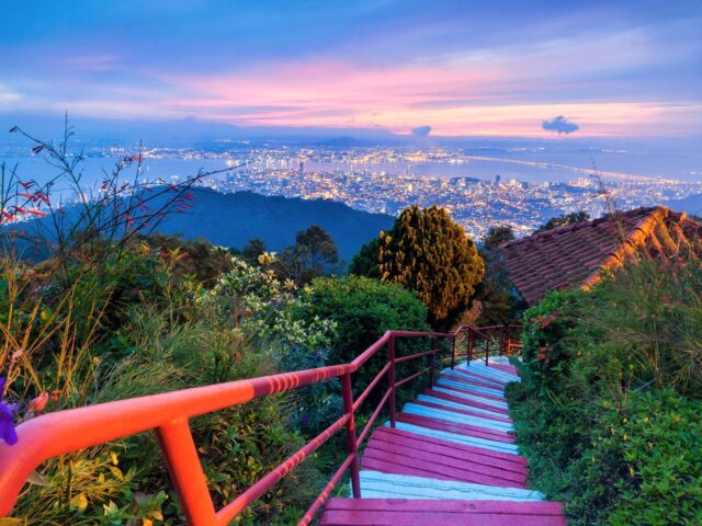 George Town City view from Penang Hill during dawn