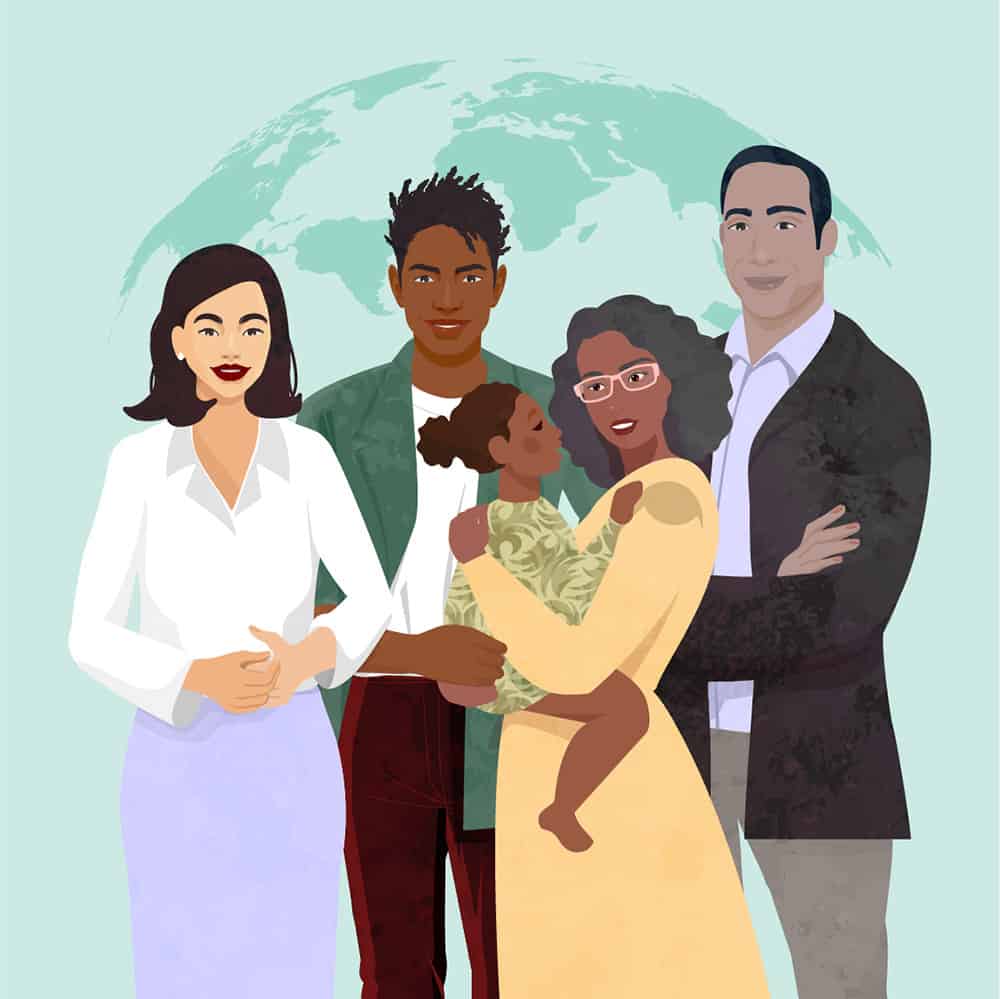 William Russell brand illustration showing a members - founding story