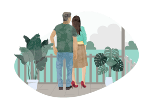 Couple looking at the garden