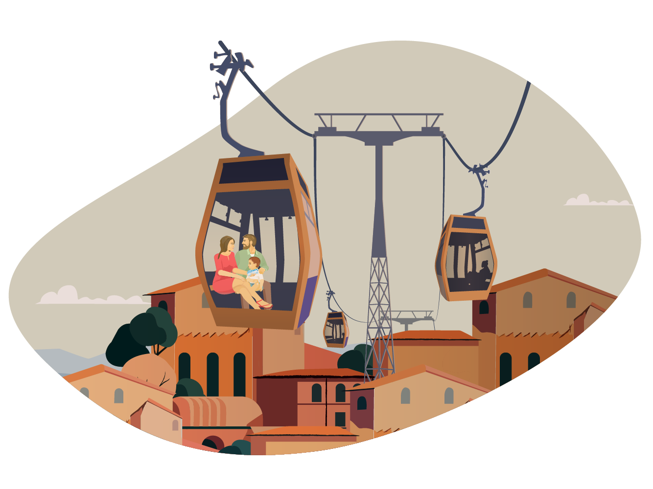 Family in a first Antipolo Cable Car in Philippines